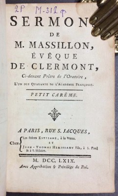 Масийон. Проповеди Епископа Клермонского, 1769 год.