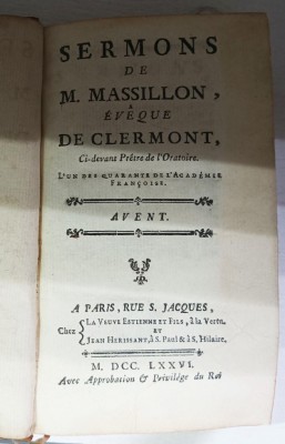Масийон. Проповеди Епископа Клермонского, 1776 год.