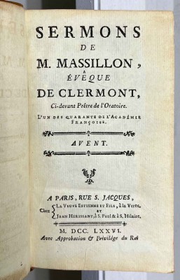 Масийон. Проповеди Епископа Клермонского, 1776 год.