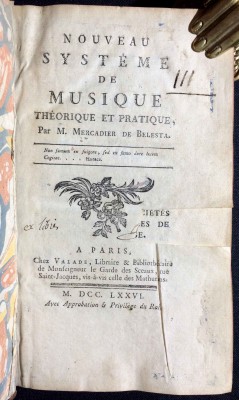 Меркадье. Музыка: новая система теории и практики, 1776 год.