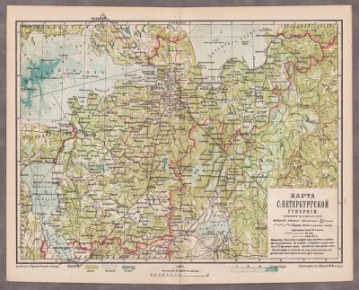 Карта Санкт-Петербургской губернии, конца XIX века.