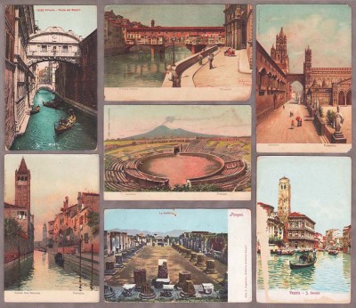 Италия. Лот 7 антикварных открыток.