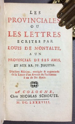 Паскаль. Письма к провинциалу, 1688 год.