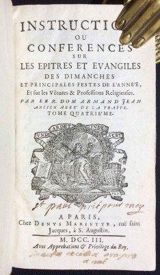Антикварная книга на французском языке, 1703 год.