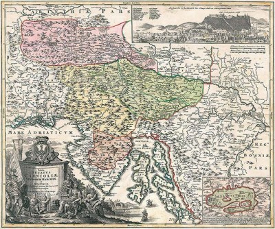 Карта Словении. Княжества Карниола (Крайна) и Истрия, 1720-е года.