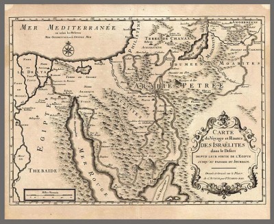Иудаика. Антикварная карта скитаний иудеев, 1722 год.