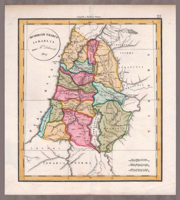 Карта Двенадцати колен Израилевых, 1829 год.