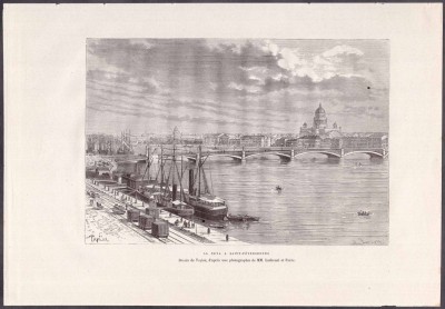 Санкт-Петербург. Вид на Исаакиевский собор с берега Невы, 1880-е гг.