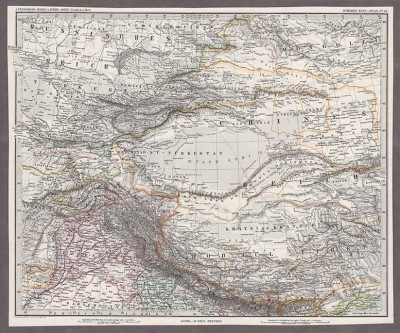 Карта Средней и Центральной Азии, 1881 год.