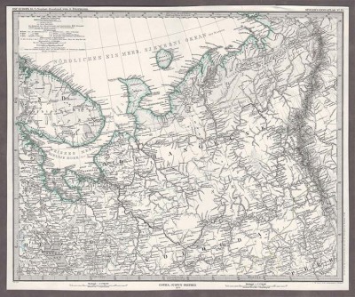 Антикварная Карта Архангельской области и Кольского полуострова, 1879 год.
