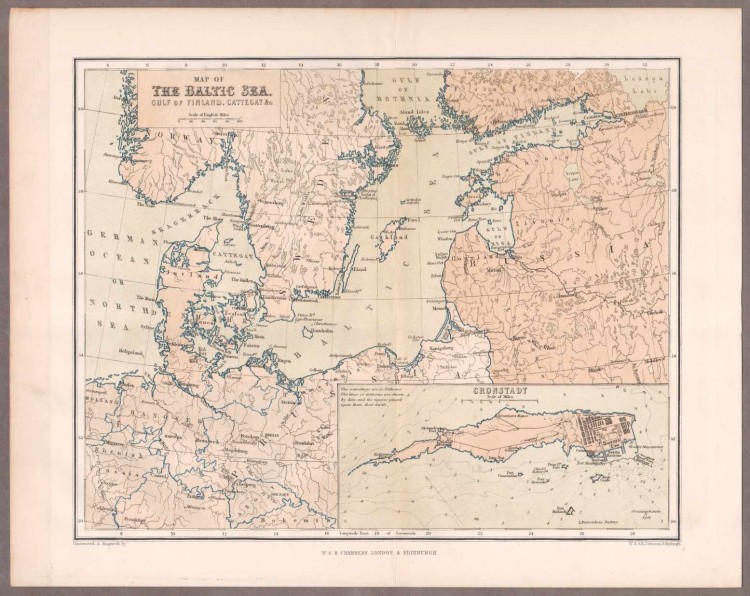 Карта Балтийского моря, Финского залива и Кронштадта.