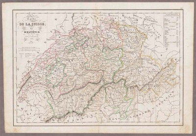 Антикварная карта Швейцарии, 1850-х годов.