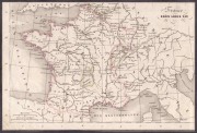 Антикварная карта Франции при Людовике XIV. Гравюра 1850-х годов.