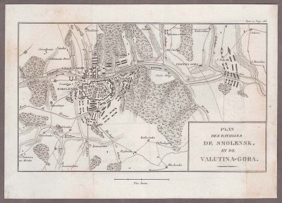 Карта сражений под Смоленском и при Валутиной горе 1812 года.