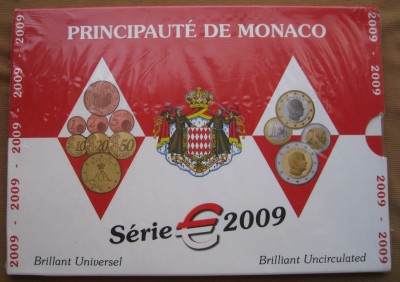Монако, годовой набор евро монет 2009 года.