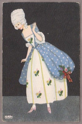 Мела Кёлер. Дама в стиле ар-нуво, антикварная открытка 1910-е гг.