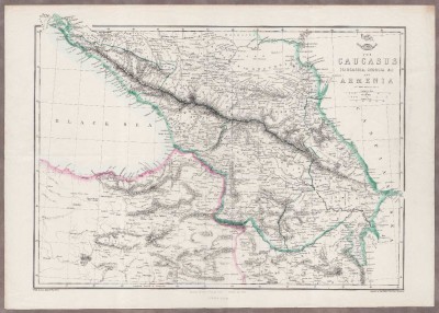 Карта Кавказа (Черкесии, Грузии) и Армении, 1860-е гг.