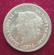 Филиппины 2 песо, 1864 год. Золото Испанской Империи.