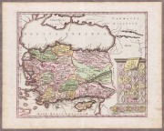 Антикварная карта древних царств Малой Азии (Турции), 1720-е годы.