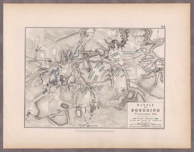 Карта сражения, Бородино. Отечественная война 1812 года.
