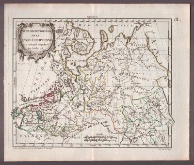 Карта Северной России и стран Балтии, 1762 год.