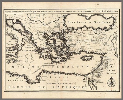 Антикварная карта Средиземноморья, 1722 год.