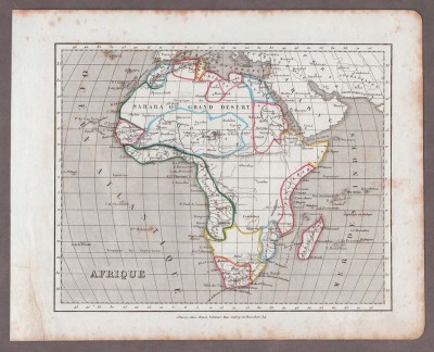 Антикварная Карта Африки. Гравюра 1830-х годов.