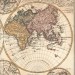 Антикварная карта мира, полушария, 1746 год.