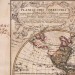 Антикварная карта мира, полушария, 1746 год.