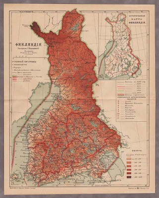 Карта Финляндии, конца XIX века.