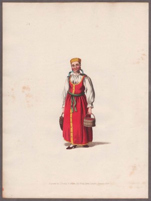 Костюмы народов России. Валдай, валдайская девушка, 1803 год.