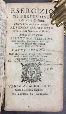 Родригес. О христианском совершенствовании, 1763 год.