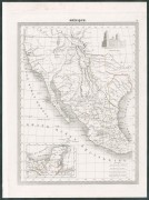 Антикварная карта Мексики с Калифорнией и Республикой Техас [США], 1840-е годы.