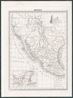 Антикварная карта Мексики с Калифорнией и Республикой Техас [США], 1840-е годы.