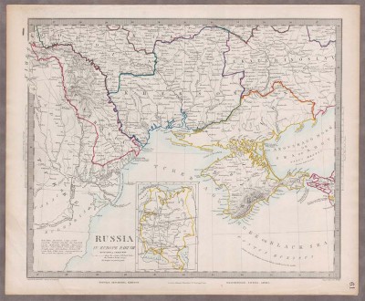 Карта Крыма, Херсона и Молдавии с выходом к морю, 1850-е годы.