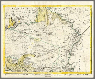 Карта Астраханской губернии и Северного Кавказа, 1784 год.